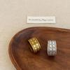Retro And Old Rhombus Pattern Plaid Wide-Sided Ring For Women, Niche Design Sense, Unique Personality, Exquisite Versatile Ring Ring.