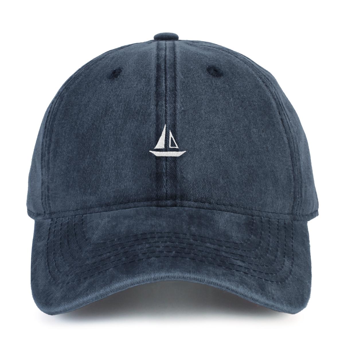 

Women s baseball cap washed with vintage sailboat embroidery, adjustable in size suitable for urban vacation