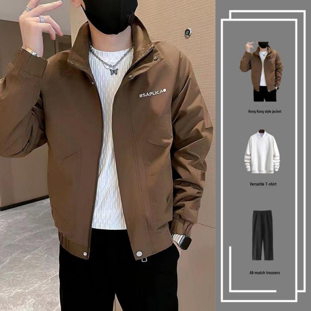 Men's Rogue Handsome Thickened Coat Autumn/Winter Workwear Jacket Set – High-End Plus Cotton [3-Piece Set]