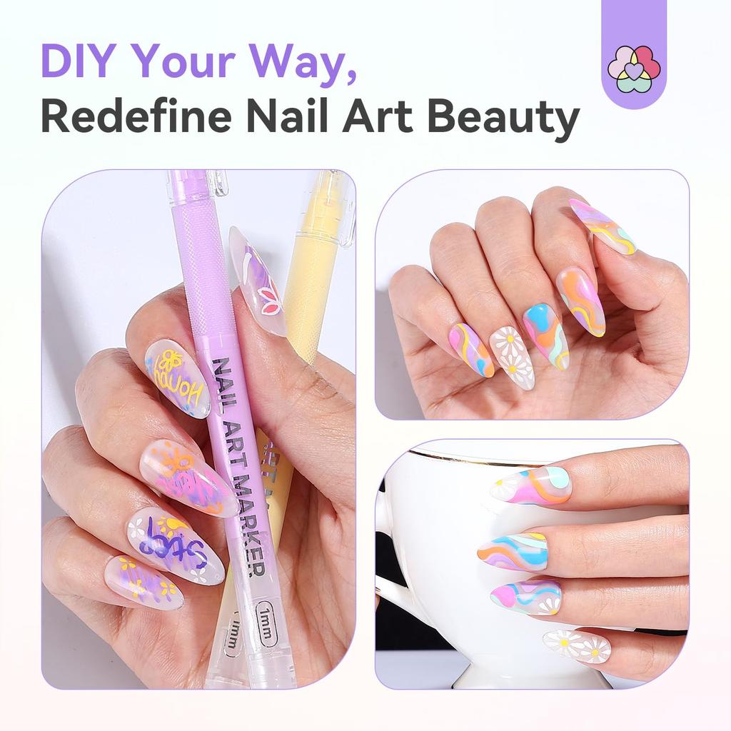 SAVILAND 3D Nail Art Pens Gel Nail 10 Nail 3D Acrylic Nail DIY Nail Design Fine Manicure Perfect for Beginners in Detailed Nail Art 12pcs Brush,
