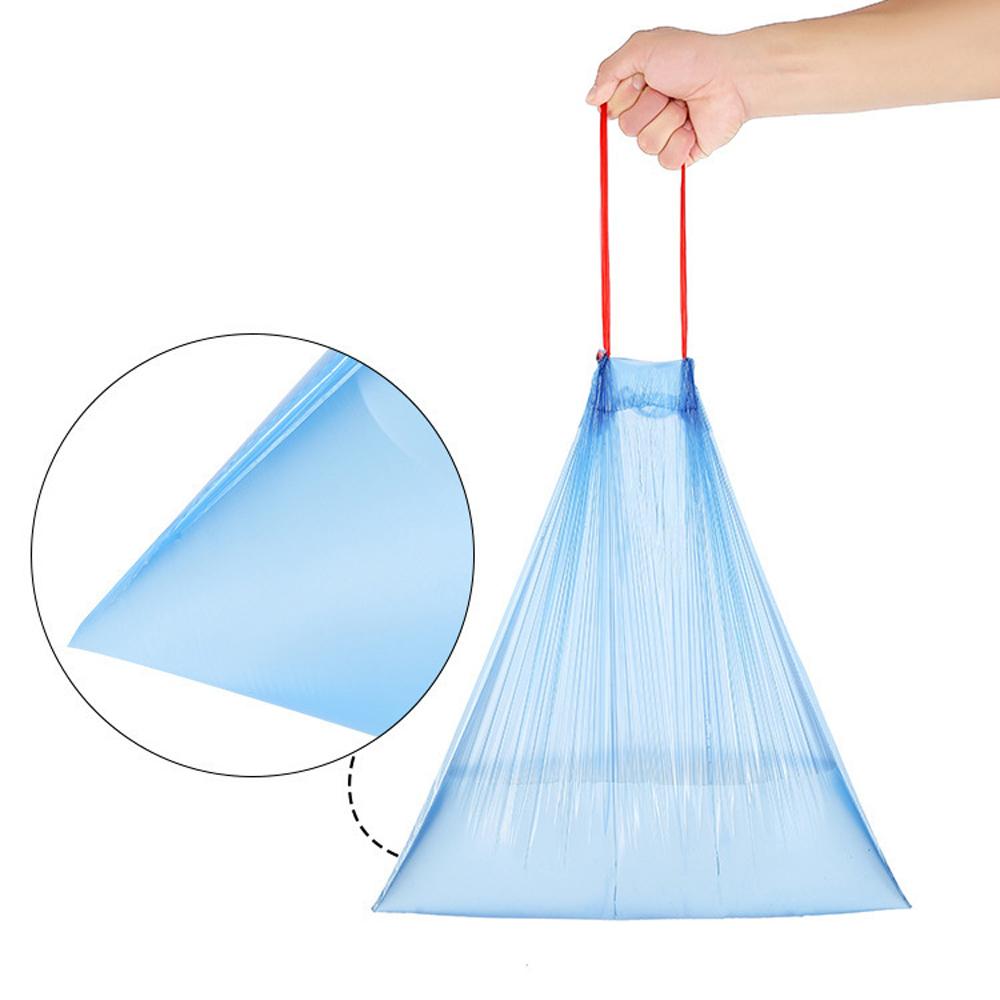60 Pcs Household Garbage Bag with Drawstring Disposable Kitchen Supplies Bathroom Portable Cleaning Big Plastic Bag