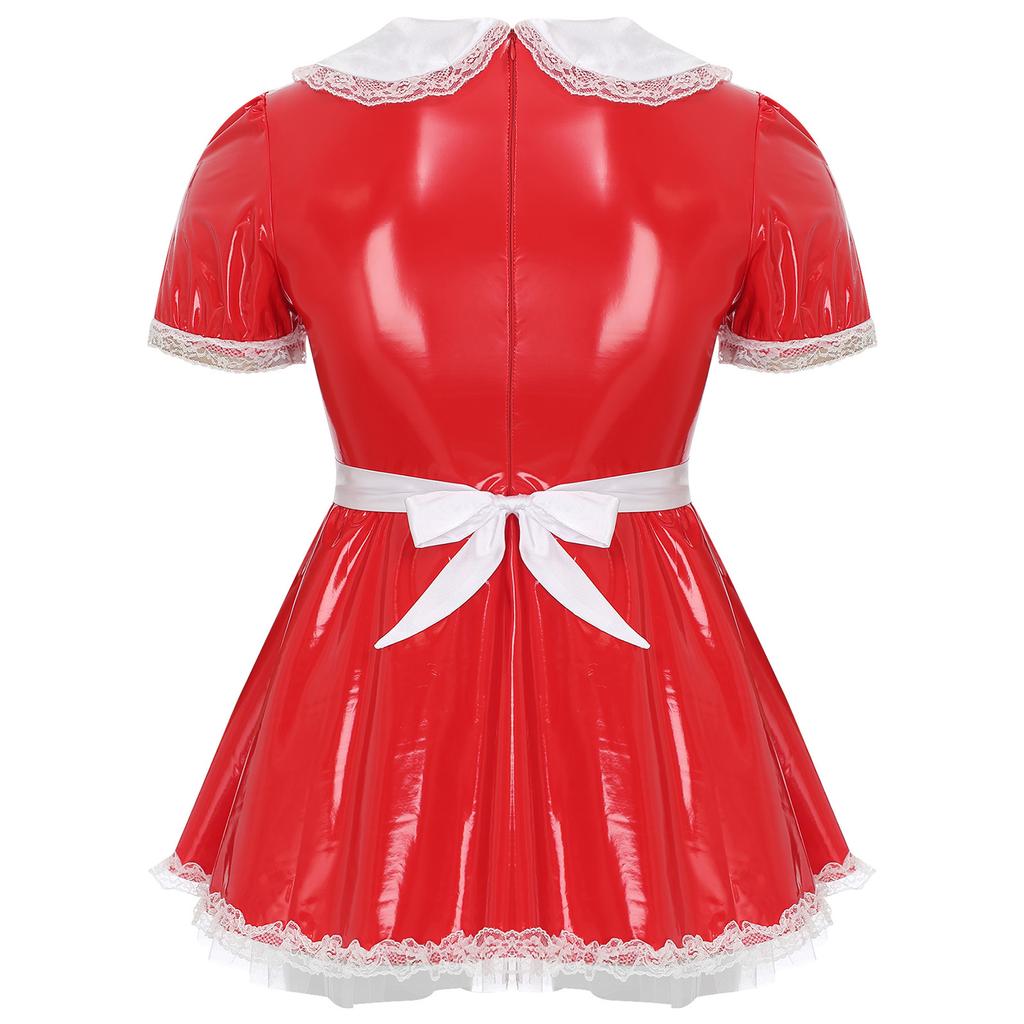 Mens Maid Costume Doll Collar Dress Ruffled Lace Apron Crossdresser Party Role Play Outfit