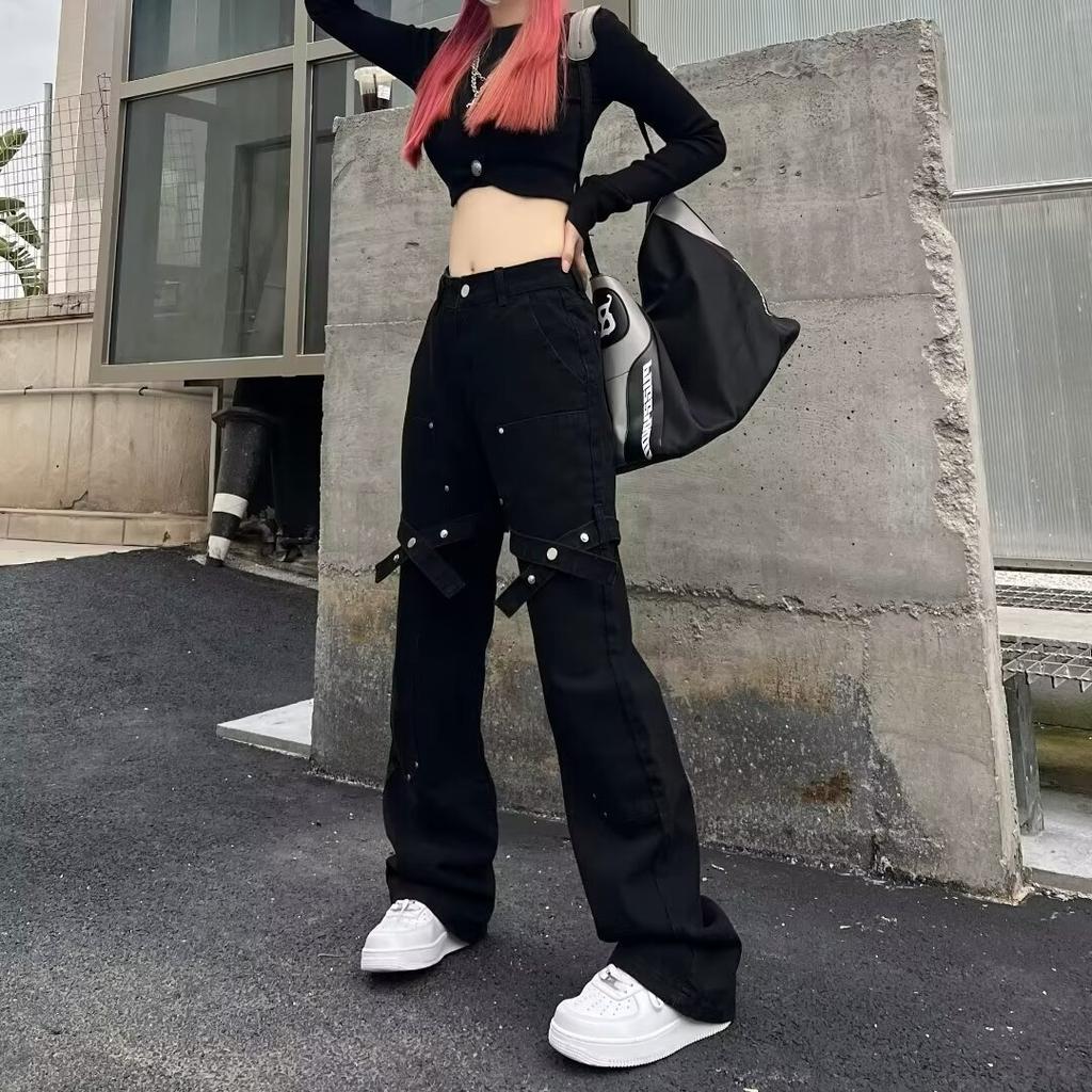 Vintage Streetwear Y2k Baggy Jeans Women's Denim Cargo Pants Women High Waist Wide Leg Jeans Autumn