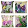 Art Oil Painting Floral Print Home Decor Pillowcase Bedroom Living Room Sofa Decoration Polyester Cushion Cover With Zipper