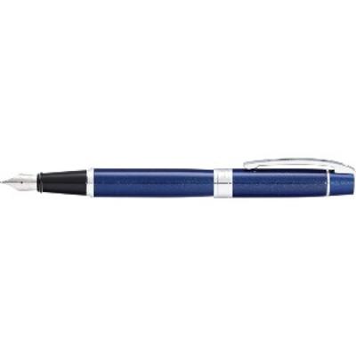 Caneta de Tinteiro Sheaffer 300 Laca Azul Brilhante com Acabamento Cromado e Pena Fina