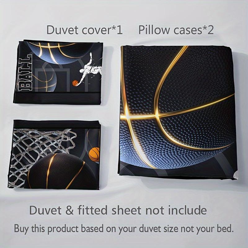 Sports Basketball Duvet Cover Set (1 Duvet Cover + 2 Pillowcase) Soft And Breathable HD Printing Bedding Set For Home Dormitory