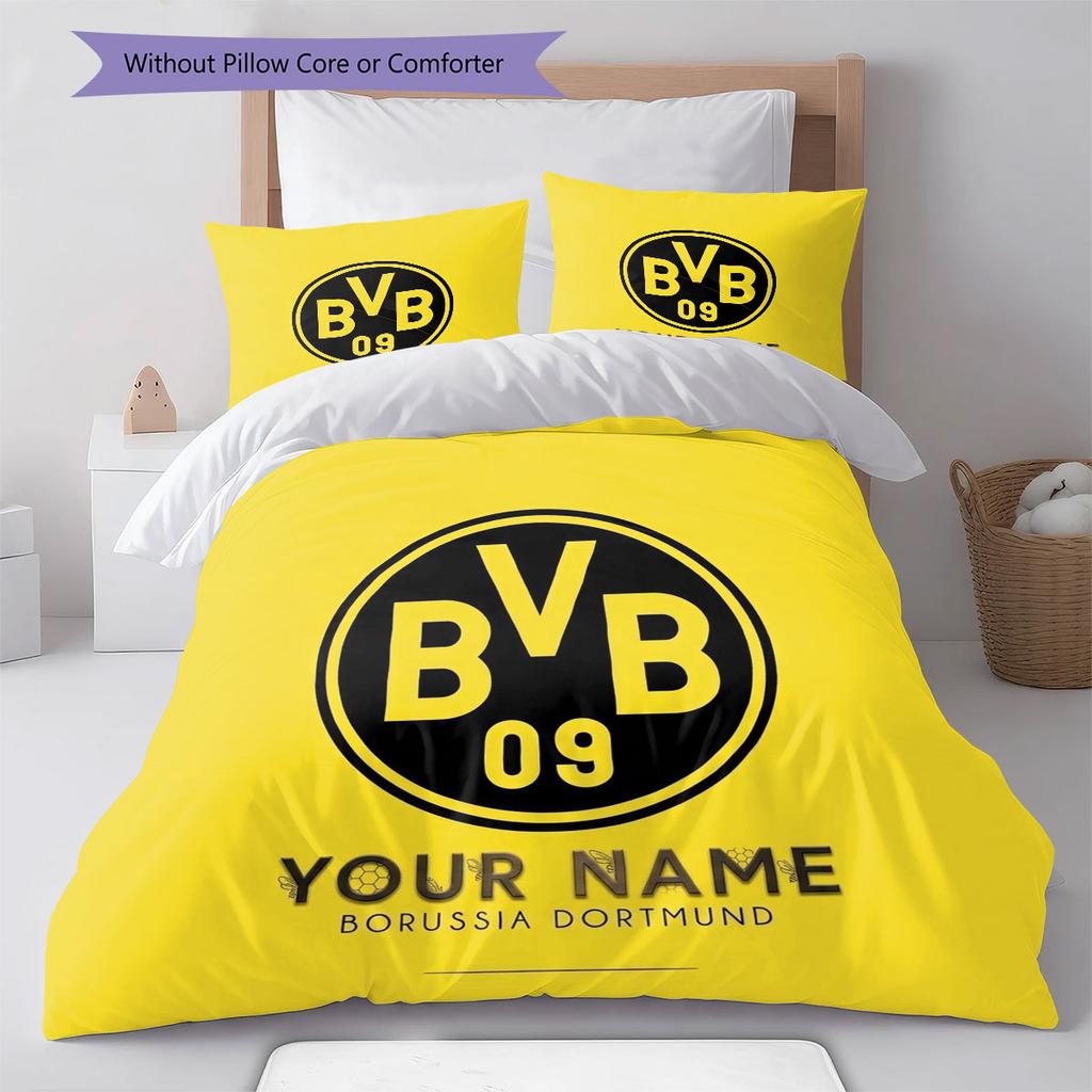 Borussia Custom Name Pattern Bedding,Quilt Set Quilt Cover Pillowcase Home Birthday Gift(1 * Duvet Cover + 2 * Pillowcase, Without Core)