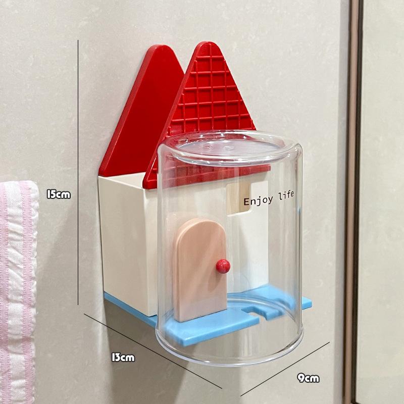 Plastic Toothbrush Holder Wall Hanging Toothbrush Cup Shelf Cup Display Rack Makeup Burshu Storage Rack Bathroom Accessories