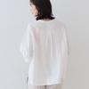 INDIVI Year Sleeve Band Collar Blouse 12782403 Navy Size 38 Shirt/Blouse [Every Popular!/French Linen] 5/8 Women's (094) (M)