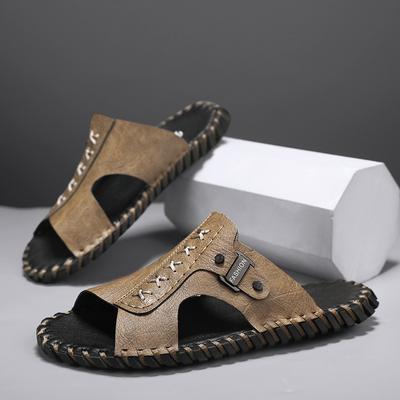 38-48 Nouvel Été Sandales Homme Pantoufles pour Hommes Cuir Véritable Chaussures de Plage Chaussures Décontractées Pantoufles Garçon Extérieur Main Designer Luxe