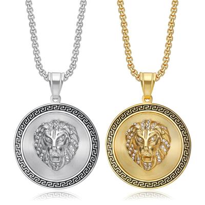 2026 Schmuck Mode Trend Eingelegter Zirkon Herren Party Schmuck Accessoires Löwenkopf Anhänger Halskette