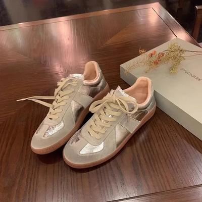 Zacht Leer Vintage Bijpassende Kleur Ronde Neus Casual Schoenen voor Dames 2024 Koreaans Slank Sport Board Schoenen