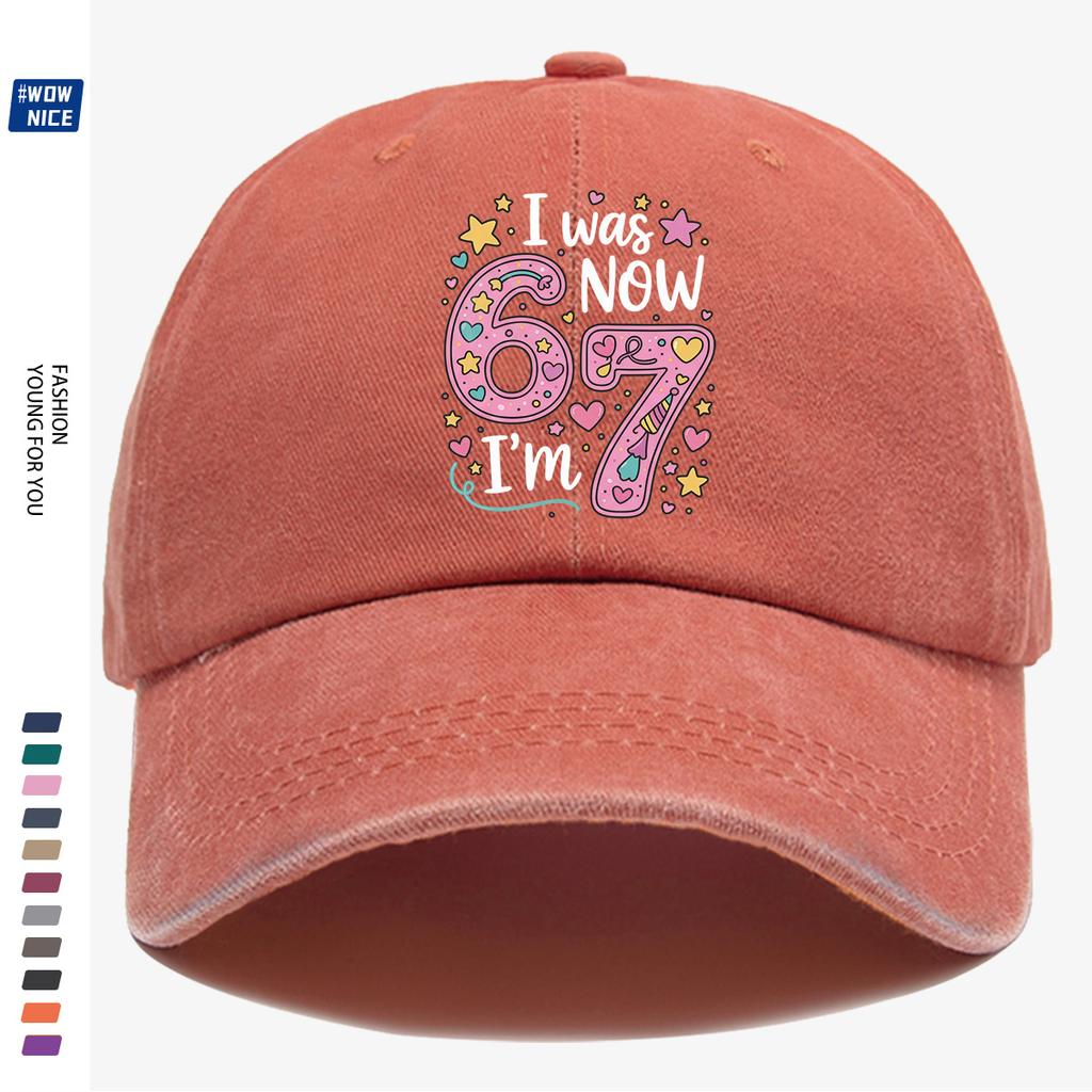 Pc Pink Color Painted Number Cm Baseball Cap I Was  Now IM Cm Text Stars Hearts Rainbow Decoration Graduati
