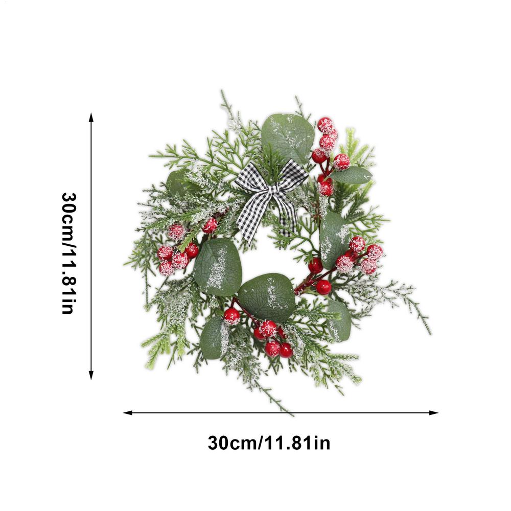 Artificial Pinecone Wreath Holiday Red Berry Garland Decorative Table Wreath Classic Christmas Wreath For Dining Table Candle