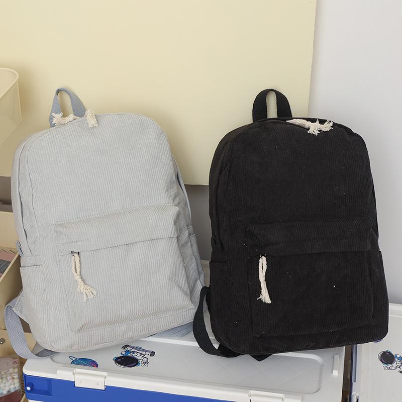 Cross-Border Large Capacity Corduroy Backpack: Versatile, Portable Student Bag for College Style & High School. Lightweight Double-Shoulder Design.