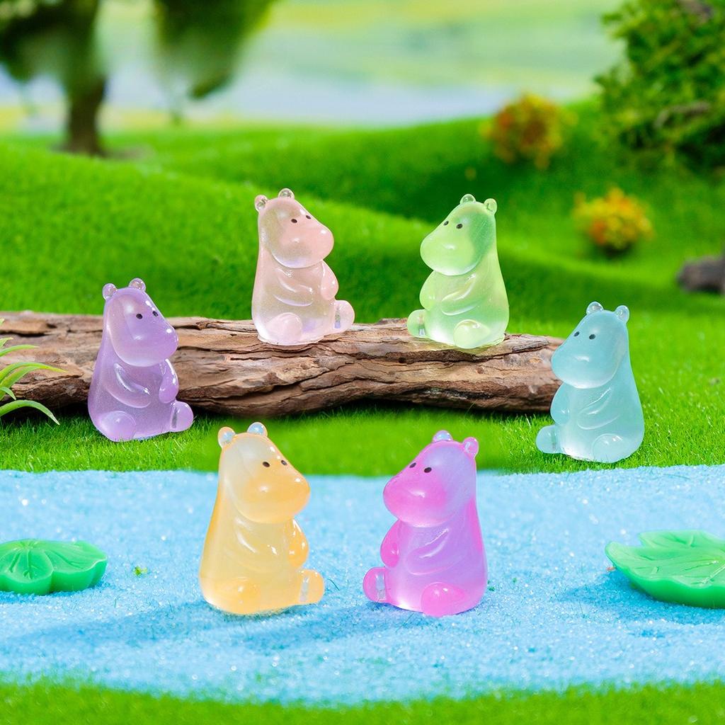 10-100 Stück Mini-Harz-Nilpferd Leuchtet im Dunkeln Leuchtendes Miniatur-Nilpferd Winzige Tierfiguren für DIY-Feengarten-Dekoration