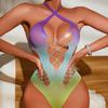 Gradient Erotic Lingerie Sexy See-through Temptation Hollow Out Sleeveless Tight Bodysuit