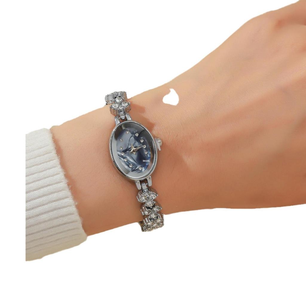 Szykowny Kompaktowy Zegarek Kwarcowy Damski z Diamentami