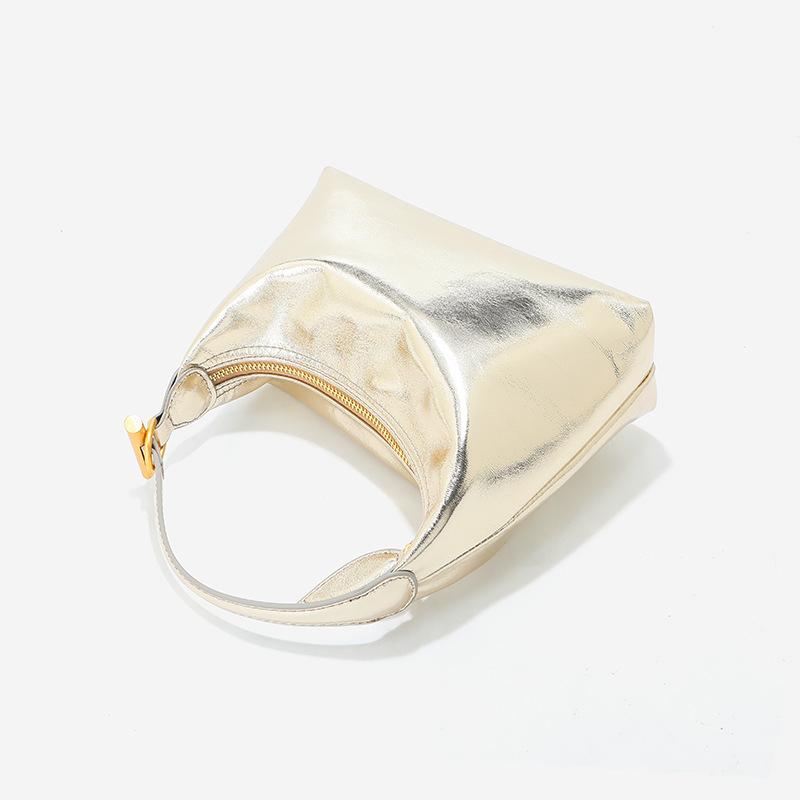 Niche cowhide handbag women's high-end leather underarm bag simple commuter handbag single shoulder crossbody lunch box bag