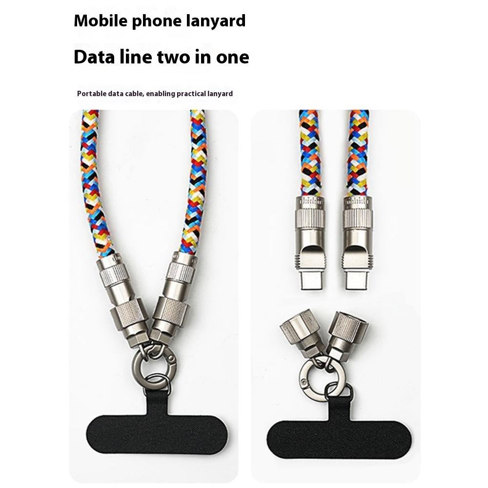 

120см 2 в 1 Ремінець для телефону Type-C до Type-C 60 Вт Перезаряджуваний Шнурок для телефону Кабель для заряджання