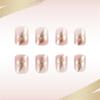 24Pcs Short Square Press on Nail Full Cover False Nail Glossy Gold French Tips Stick On Nail for Women and Girls