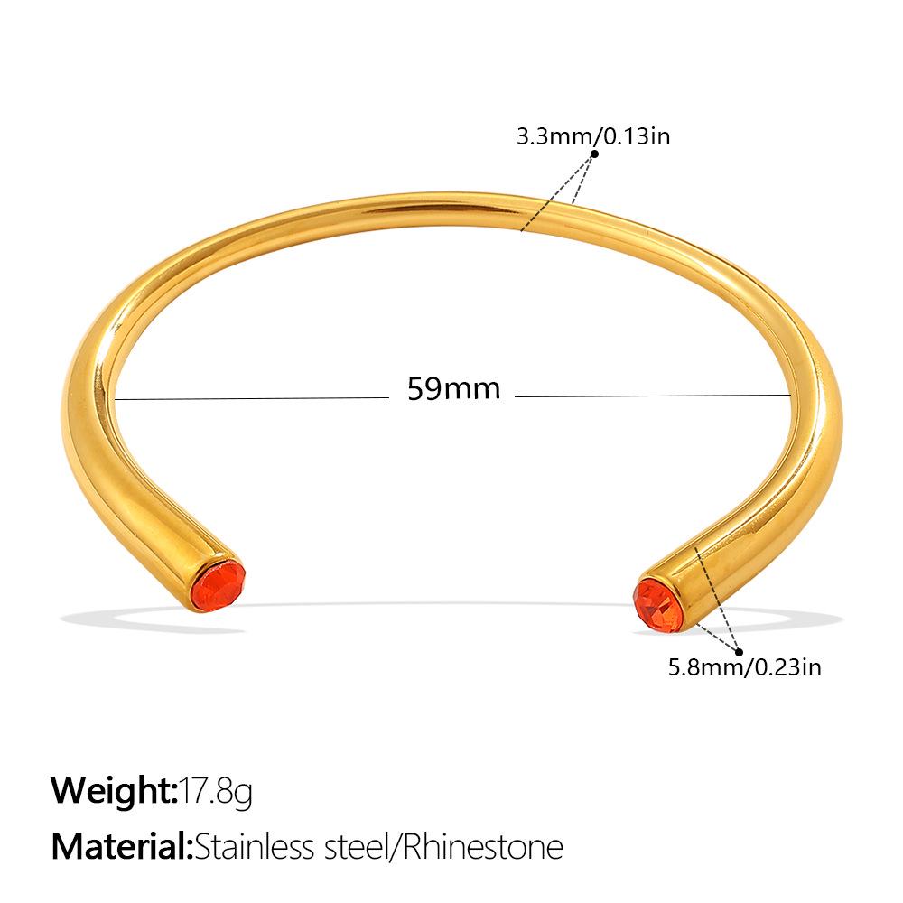 Cross-Border Gold Luxury Rhinestone Stainless Steel Open Bangle Bracelet