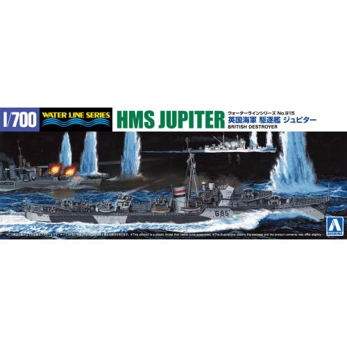 Aoshima Bunka Kyozai 1/700 Waterline Series No. 915 British Destroyer Jupiter Plastic Model Ship
