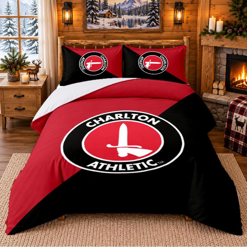 Gedrucktes 3-teiliges Bettwäsche-Set Charlton Athletic FC Muster Bettlaken Kissenbezug Für Schlafzimmer Dekoration