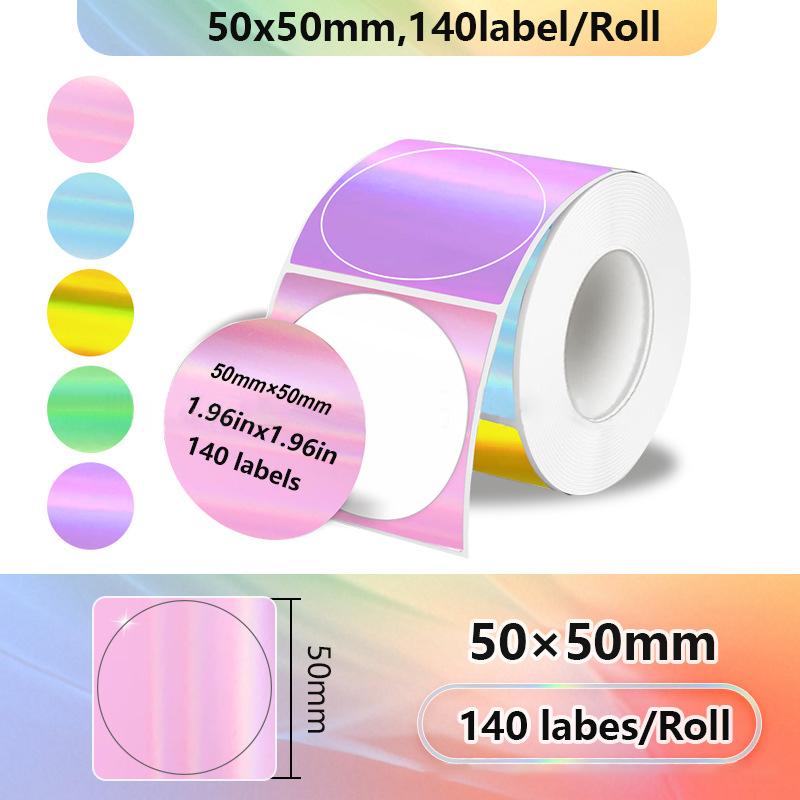 1PK New Holographic Laser Color Transparent Thermal Adhesive Label Roll Suit for Phomemo M110/M200/M120/M220 E210 P50 DETONG P1