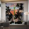 2pcs- Korean-style palm and coconut tree polyester curtains, pole bag curtains 42*84, bedroom, living room, home room decoration