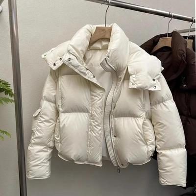 Doudoune pour femme Hiver 90 Canard Blanc à Capuche Manteaux Duveteux Chauds Décontractée Lâche Courte Épaisse Mode Légère Doudoune Gonflée
