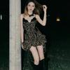 Spice Girl Summer Pure Desire Leopard Print Dress Women Irregular Design Sense Girl Group Suspender High Waist Sexy Skirt