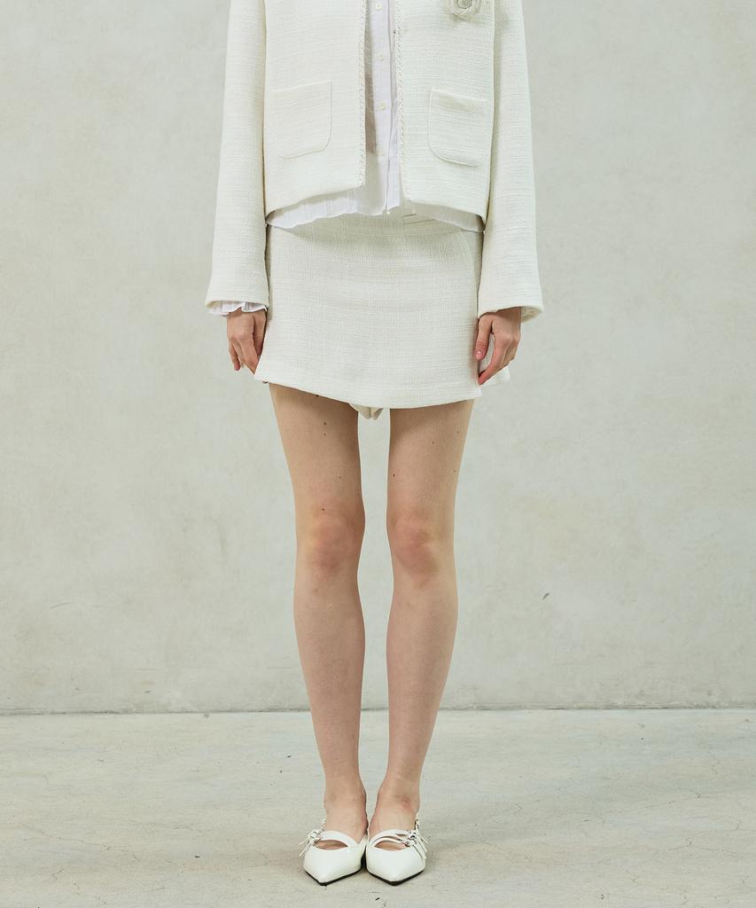 Alikim Aglow Tweed Skirt Pants / White