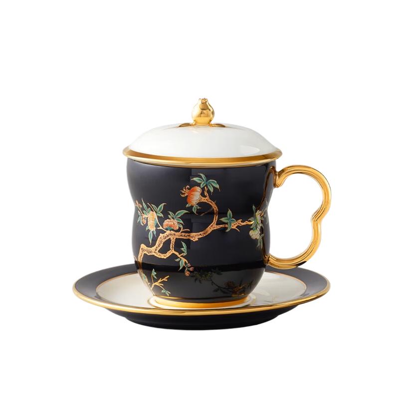

Auratic Madam Porcelain Pomegranate Garden 3-Piece Lidded Cup Set