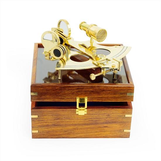 

Большой латунный секстант 22,86 см со стеклом, деревянная коробка, коллекция морской навигации, пиратский подарок, идеи декора, морские инструменты