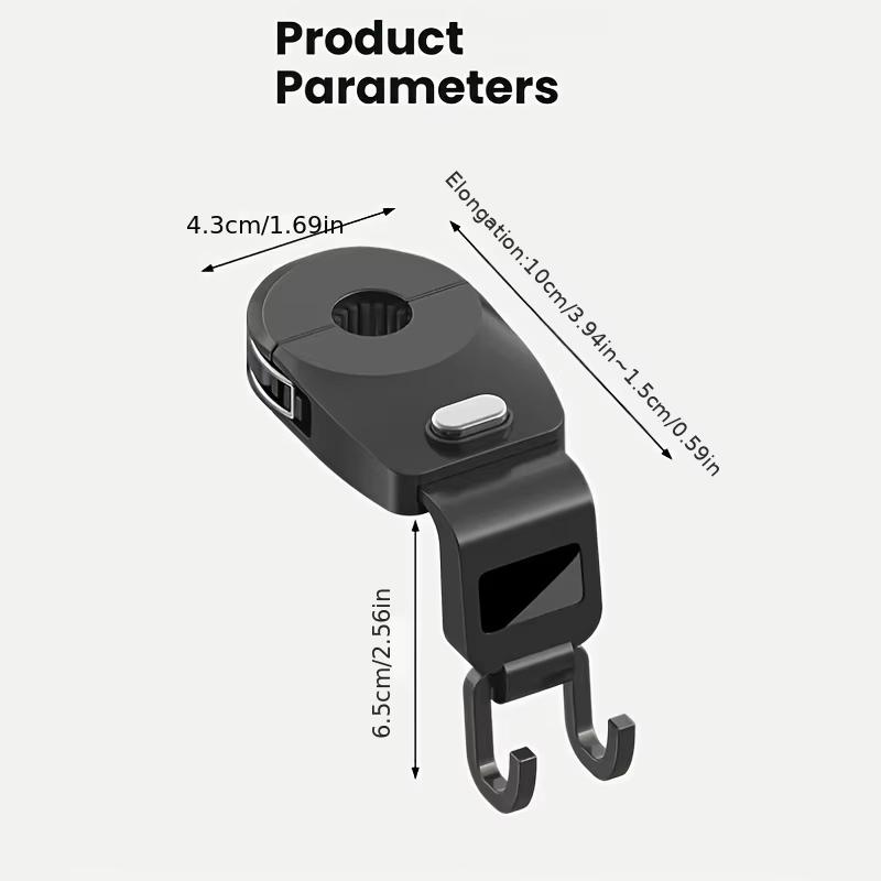 Universal Car Headrest Hook Heavy Duty Load Bearing Easy Installation Holds Bags Groceries Purses Keeps Car Interior Neat