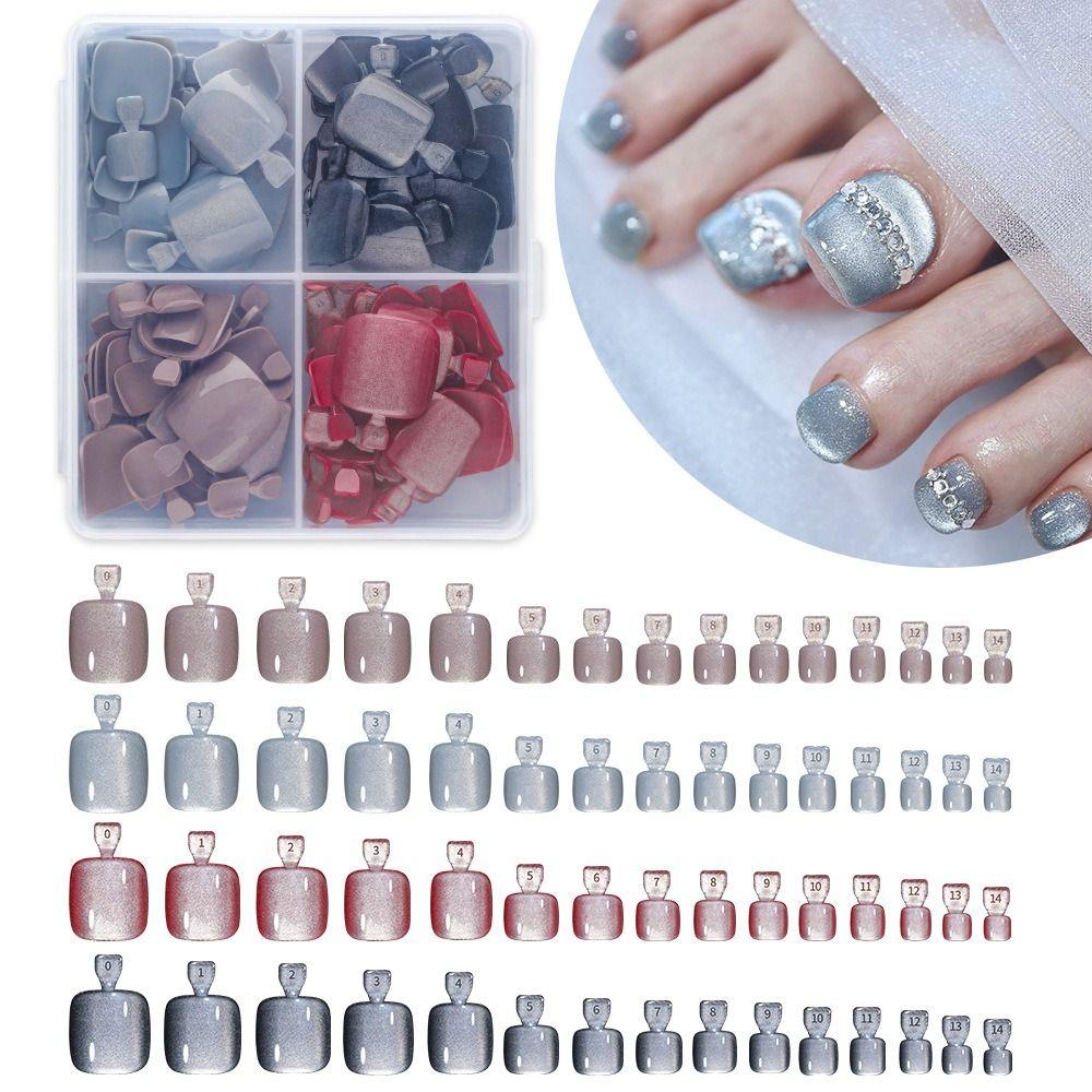 Cat Eye Fake Toe Nail Tips Half Cover Press On Toenails New Toenail For Women Nail Salons DIY