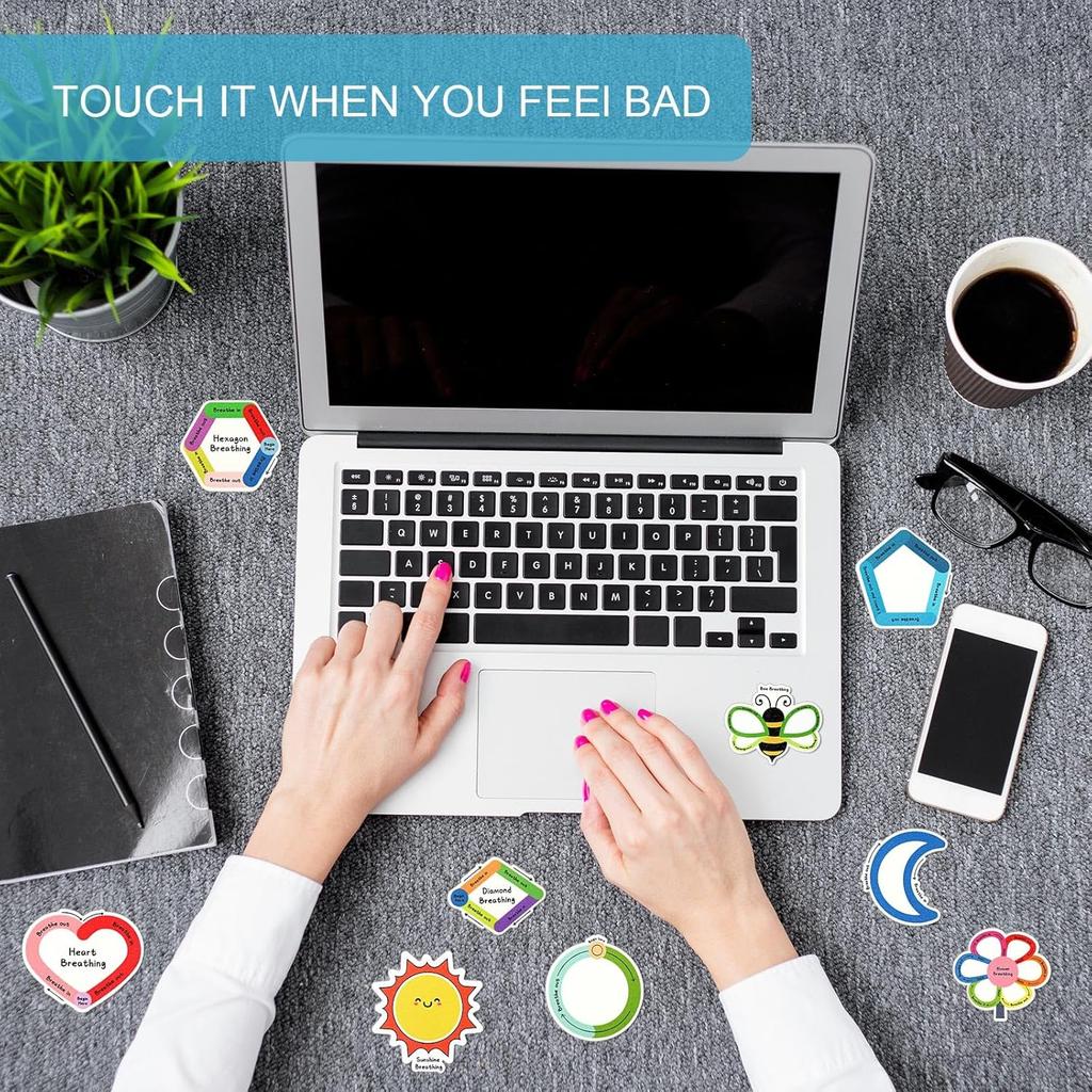 Crtiin 100 Pcs Sensory Strips Anxiety Calm Mindfulness Stickers Fidget Stress Breathing Sensory Sticker Different Textures Rough Tactile Tape for