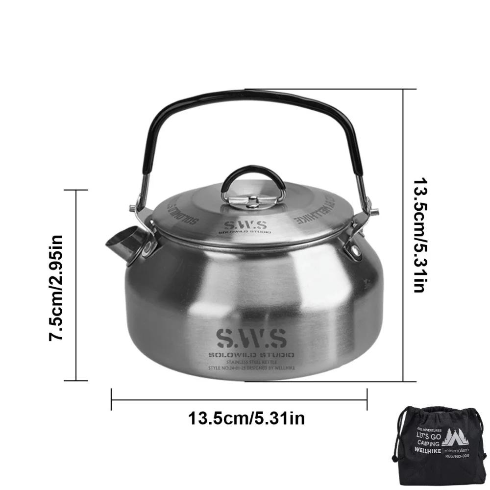 0.8L Outdoor Camping Kettle Portable Camping Water Pats with Handle Mini Kettle Backpacking Ultralight Outdoor Tea Coffee Ports