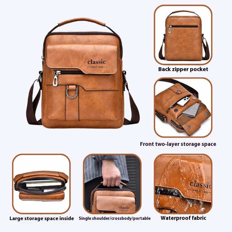 Pánská business crossbody taška pro dojíždění - Voděodolná Velkokapacitní Odolná Kožená Taška přes Rameno s Prémiovým Designem pro Kancelář a Cestování