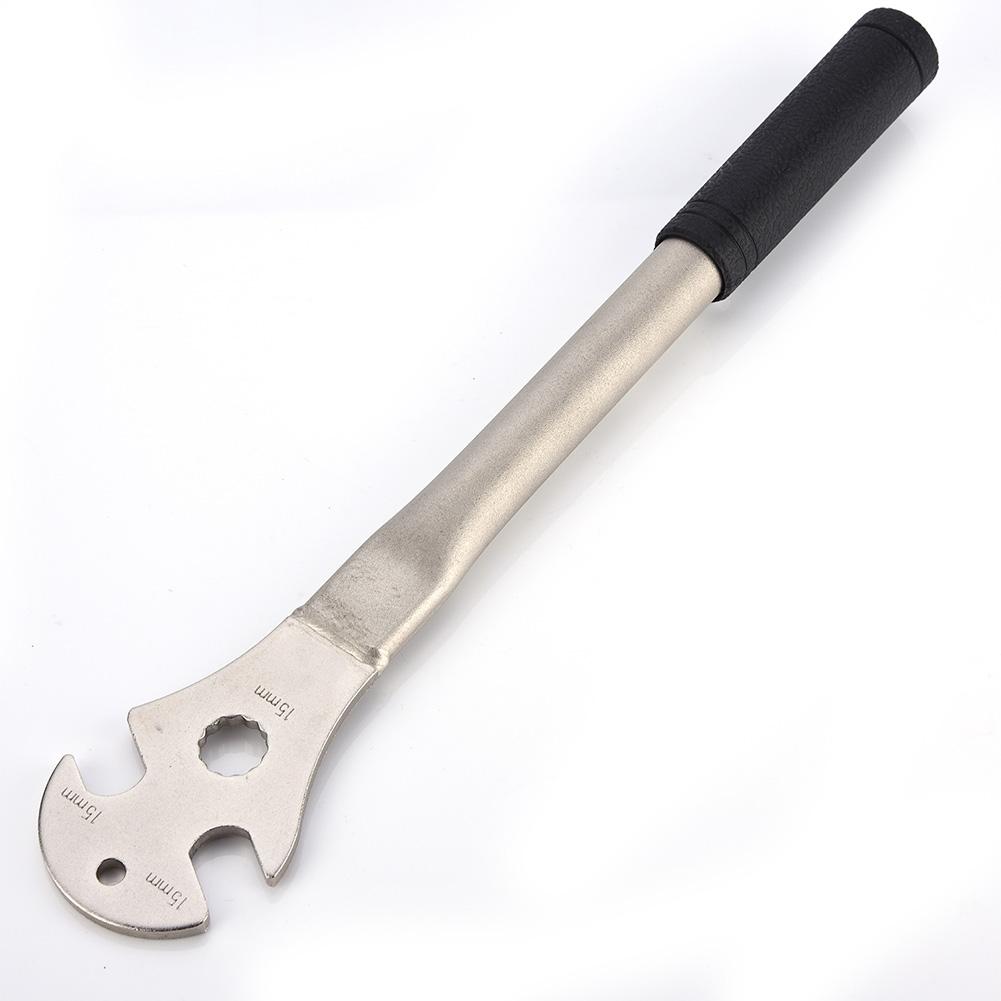 Steel Alloy 35cm Bicycle Long Handle Foot Pedal Removal Wrench Tool with 15mm Slots