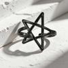 Punk Black Hollow Pentagram Star Rings Stainless Steel Metal Star Opening Adjustable Finger Ring Aesthetic Zircon Gift