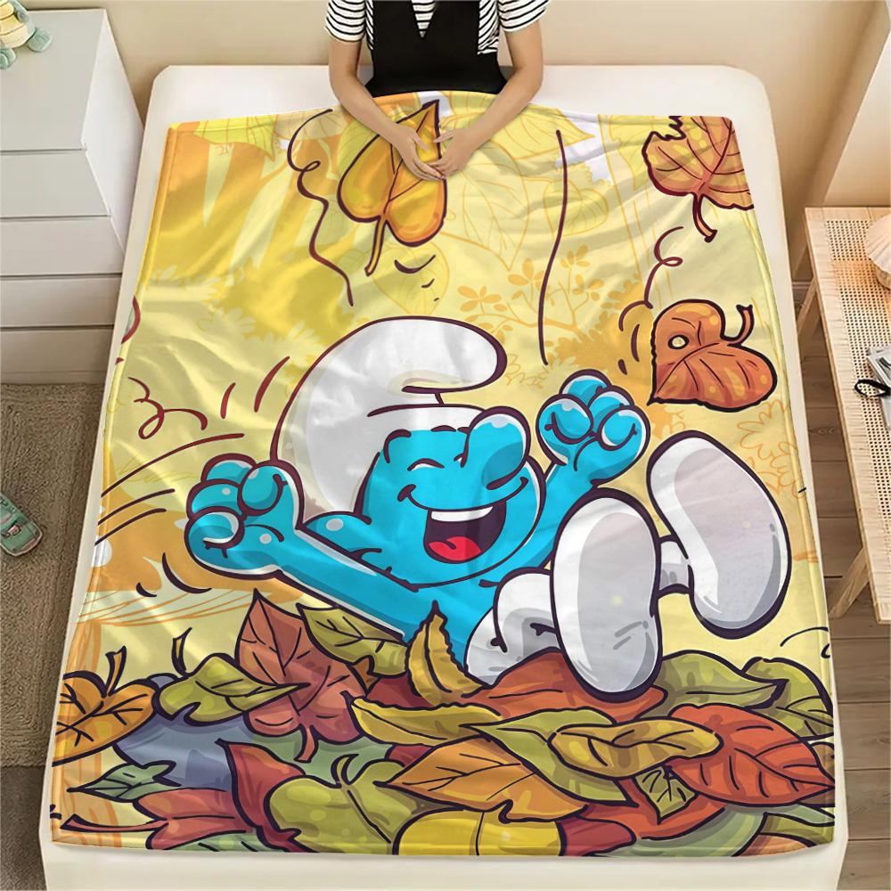 The Smurfs Flannel Blanket, High quality Comfortable for All Seasons, Home Decor, Warmth and Comfort