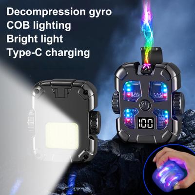 Yousheng Fidget Spinner Encendedor con Luz LED Pantalla Digital Recargable por USB 3 Modos Ajustables Encendedor Alivio del Estrés Giroscopio Juguete Giratorio