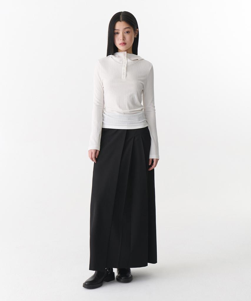 Musinsa Standard Woman Women'S Low-Waist Half-Pleated Maxi Skirt [Black]