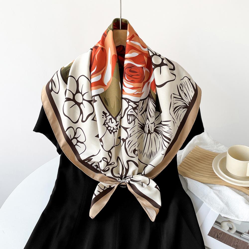 Nouveau Foulard Design Rose Noble et Élégant Cadeau Belle-Mère Foulard Carré Doux Châle