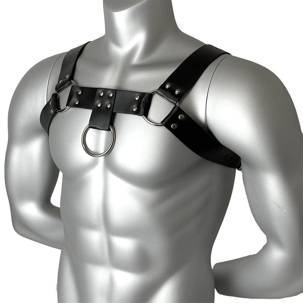 Herren Sexy Unterwäsche Harness PU Leder Nieten Dekor Harness BDSM Gay Oberkörper Verstellbares Bondage Harness Sex Fetisch Kleidung
