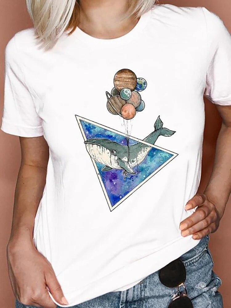 Women T Shirts Cartoon Bee Floral Queen Fashion Print Female Graphic T Top Female 90S Clothing Short Sleeve Shirt Tee T-Shirt