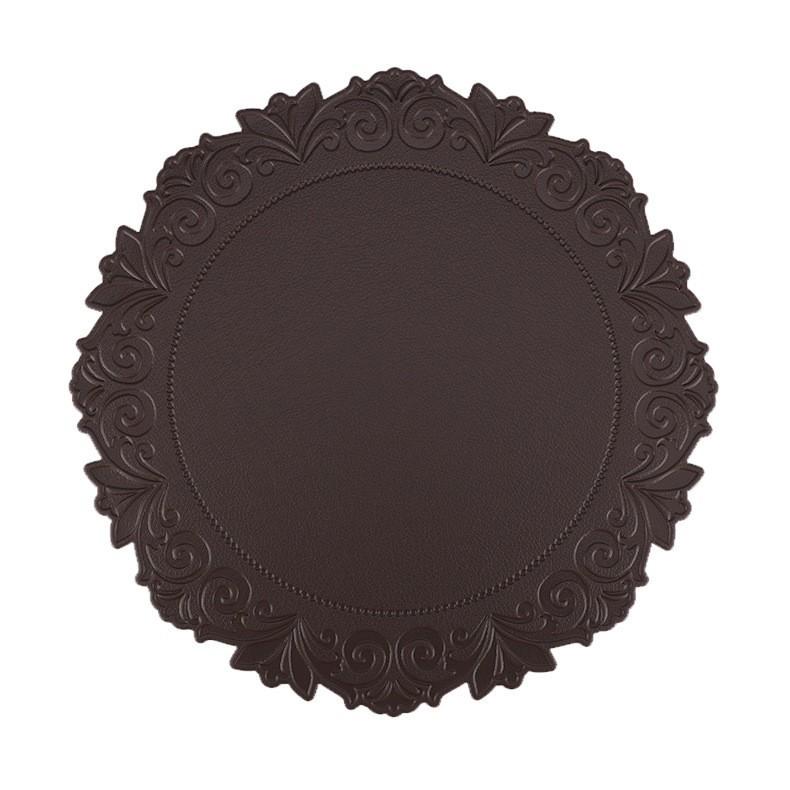 Imitation leather placemat PVC mat Nordic style 18cm round plate mat hotel creative edge pressing plate mat coaster