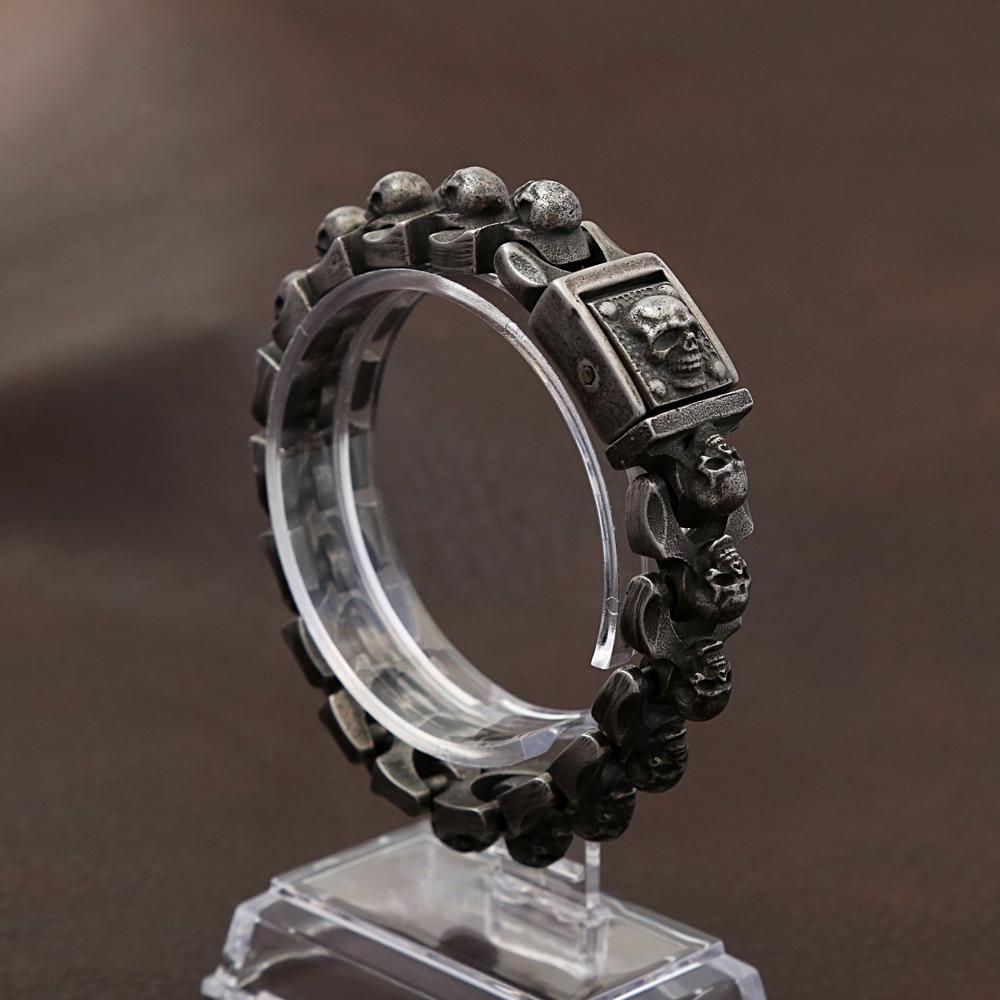 Vintage 316L Stainless Steel Skull Bracelet for Men Boy Punk Hip Hop Skull Bangles Biker Accessories Jewelry